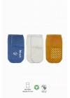 Basic Kaymaz Penye Soket Çorap 3Lü BS10106 İndigo Ekru Hardal