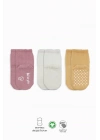 Basic Kaymaz Penye Soket Çorap 3Lü BS10106 Pudra Ekru Somon