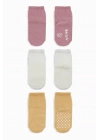 Basic Kaymaz Penye Soket Çorap 3Lü BS10106 Pudra Ekru Somon