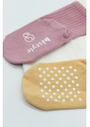 Basic Kaymaz Penye Soket Çorap 3Lü BS10106 Pudra Ekru Somon