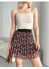 Baskılı astarlı mini etek