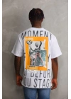 Baskılı Oversize T-Shirt - Beyaz -
