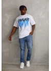 Baskılı Oversize T-Shirt - Beyaz -