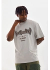 Baskılı Oversize T-Shirt - Gri -