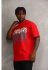 Baskılı Oversize T-Shirt - Kırmızı -