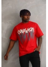 Baskılı Oversize T-Shirt - Kırmızı -