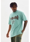 Baskılı Oversize T-Shirt - Mint Yeşili