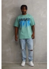Baskılı Oversize T-Shirt - Mint Yeşili