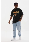 Baskılı Oversize T-Shirt - Siyah -