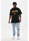 Baskılı Oversize T-Shirt - Siyah -