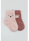 Bear Penye Soket Çorap 2Li BS10116 Pembe(ADET FİYATIDIR)