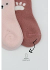 Bear Penye Soket Çorap 2Li BS10116 Pembe(ADET FİYATIDIR)