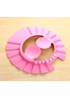 Bebek Banyo Şapkası Düğmeli Kulaklıklı Pembe