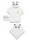 ® Bebitof Baby Panda Bebe Bornoz Seti 30037 Beyaz