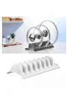Beyaz - 8 Bölmeli Tencere Kapak Rafı - Simple Tabaklık - Kapak Organizeri