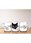 Beyaz Çiçeklerle Kaplı Siyah Kedi – Baskılı Kahve Kupası