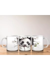 Beyaz Çiçekli Fon Üzerinde Tatlı Panda – Baskılı Kahve Kupası