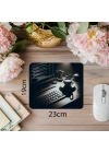 Beyaz Espresso Kupalı Minimal Mouse Pad - 19x23 cm 2 mm Dikdörtgen İthal Baskılı Mouse Pad