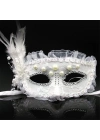 Beyaz İnci Taşlı Parti Maskesi