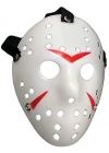Beyaz Kırmızı Çizgili Tam Yüz Hokey Maskesi