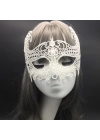 Beyaz Renk Dantel Kesim Balo Maskesi