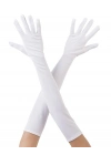 Beyaz Renk Dirseğe Kadar Uzun Kumaş Eldiven 40 Cm