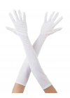 Beyaz Renk Dirseğe Kadar Uzun Kumaş Eldiven 40 cm