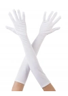 Beyaz Renk Dirseğe Kadar Uzun Kumaş Eldiven 40 Cm