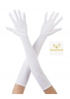 Beyaz Renk Dirseğe Kadar Uzun Kumaş Eldiven 40 cm