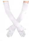 Beyaz Renk Dirseğe Kadar Uzun Kumaş Eldiven 40 Cm
