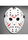 Beyaz Renk Kırmızı Çizgili Tam Yüz Hokey Jason Maskesi Hannibal Maskesi