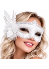 Beyaz Tüylü Venedik Lüks Balo Maskesi