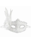 Beyaz Tüylü Venedik Lüks Balo Maskesi
