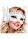 Beyaz Tüylü Venedik Lüks Balo Maskesi