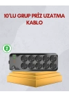 ® 10 Prizli Uzatma Kablosu Termal Koruma USB Type-C Hızlı Şarj 2500W