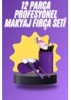 ® 12 Parça Makyaj Fırça Seti Profesyonel Fondöten Allık Far Kontür Fırçası