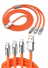 ® 120W 3 İn 1 Uyumlu Silikon Şarj Kablosu Hızlı Şarj Kablosu