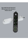 ® 2 Metre Kablolu 3 USB Portlu Anahtarlı Üçlü Priz
