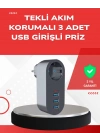 ® 2500W Güç Destekli Akım Korumalı Priz – 3 USB Çıkışlı