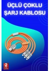 3 İn 1 Süper Hızlı Şarj Kablosu Android ve İOS Uyumlu Silikon Şarj Kablosu