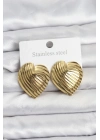 ® 316L Çelik Gold Renk Kalp Model Kadın Küpe