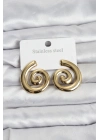 ® 316L Çelik Gold Renk Sarmal Modelli Kadın Küpe
