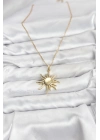 ® 316L Çelik Zincir Gold Renk Güneş Model Kadın Kolye