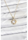 ® 316L Çelik Zincir Gold Renk Kalp Model Zirkon Taşlı Kadın Kolye