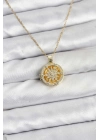 ® 316L Çelik Zincir Gold Renk Kutup Yıldızı Kapaklı Model Kadın Kolye