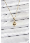 ® 316L Çelik Zincir Gold Renk Kutup Yıldızı Model Kadın Kolye