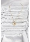 ® 316L Çelik Zincir Gold Renk Lotus Model Zirkon Taşlı Kadın Kolye