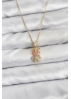 ® 316L Çelik Zincir Gold Renk Teddy Bear Model Zirkon Taşlı Kadın Kolye