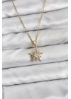 ® 316L Çelik Zincir Gold Renk Yıldız Model Zirkon Taşlı Kadın Kolye