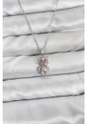 ® 316L Çelik Zincir Gümüş Renk Teddy Bear Model Zirkon Taşlı Kadın Kolye